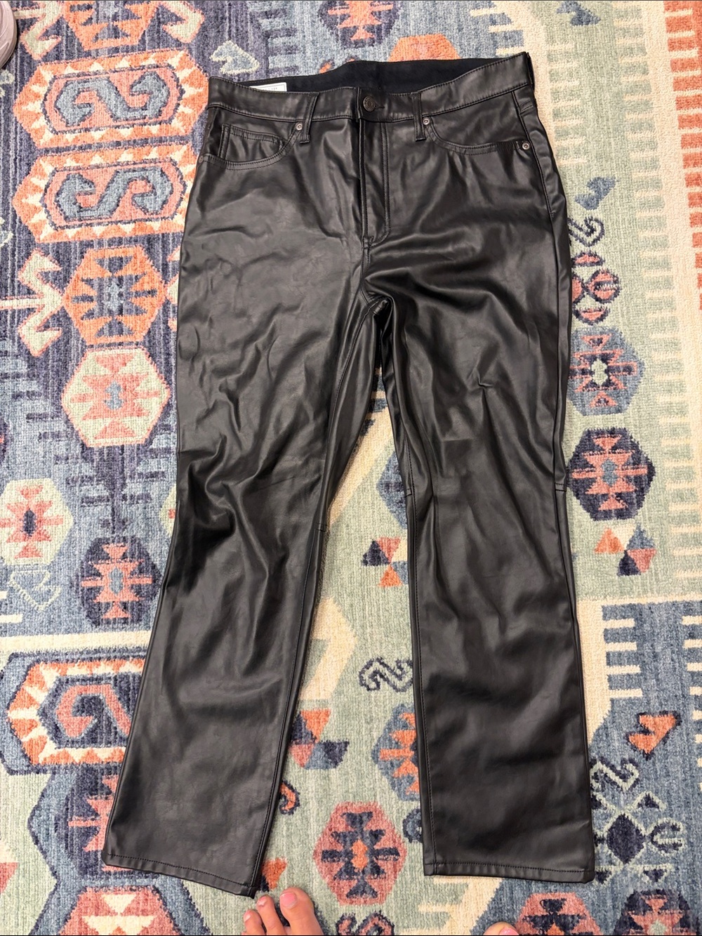 Women’s GAP Black Faux-Leather Straight Jeans